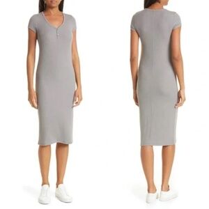 NWT ATM Anthony Thomas Melillo Stretch Modal Ribbed Midi Dress In Snake Size L